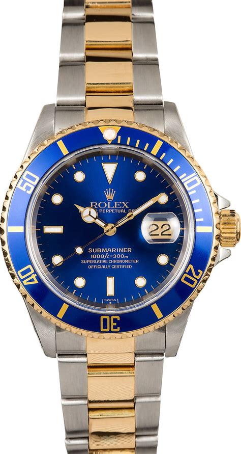 rolex 2 tone blue face submariner